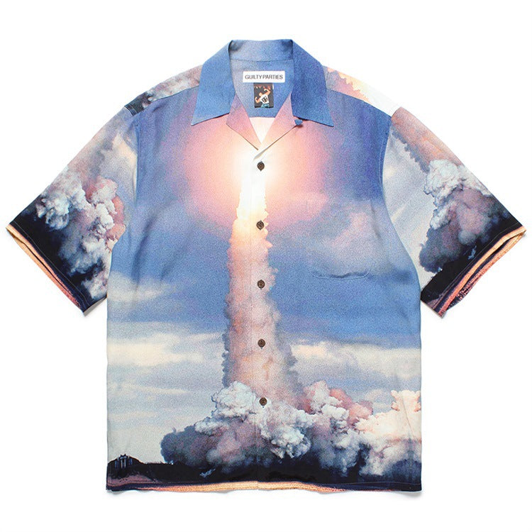 GUILTYPARTIES TIGER Shirts 23AW Kowajiro, 8th Anniversary Photography Hawaiian Short Sleeve Shirt Men