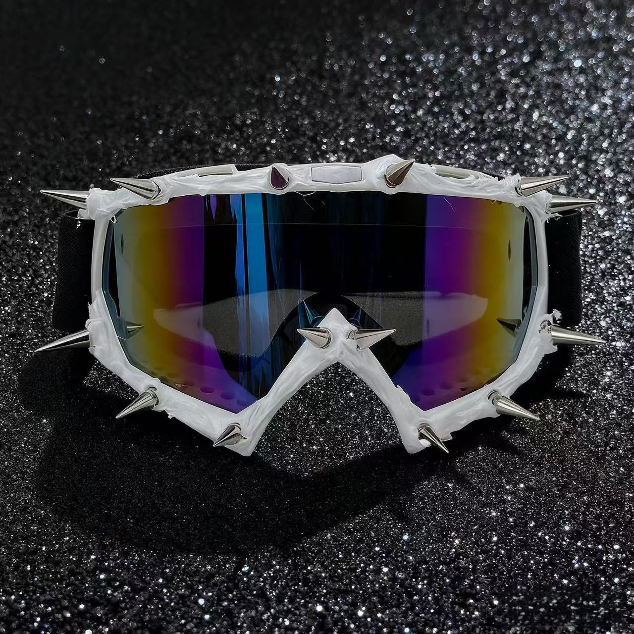 Trendy punk glasses metal rivet eye protection sponge