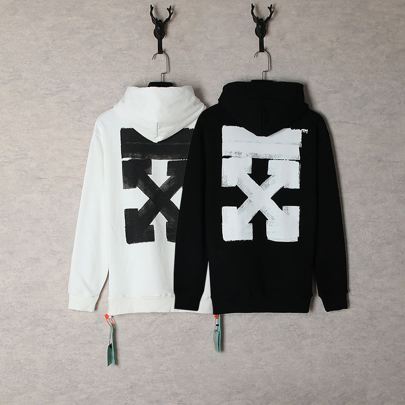 OW  hoodie three-dimensional arrow pattern pullover hoodie