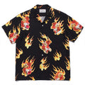 GUILTYPARTIES TIGER Shirts TIM LEHI / Flame Tiger Head Tiger Hawaiian short-sleeve shirt for men