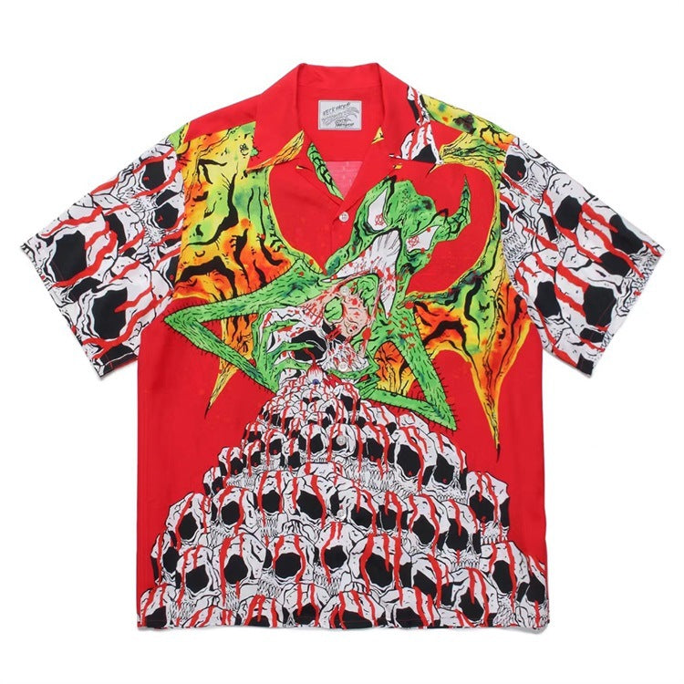 GUILTYPARTIES TIGER Shirts Anniversary Limited Ghost Graffiti Devil Angel Hawaiian Short Sleeve Shirt Men