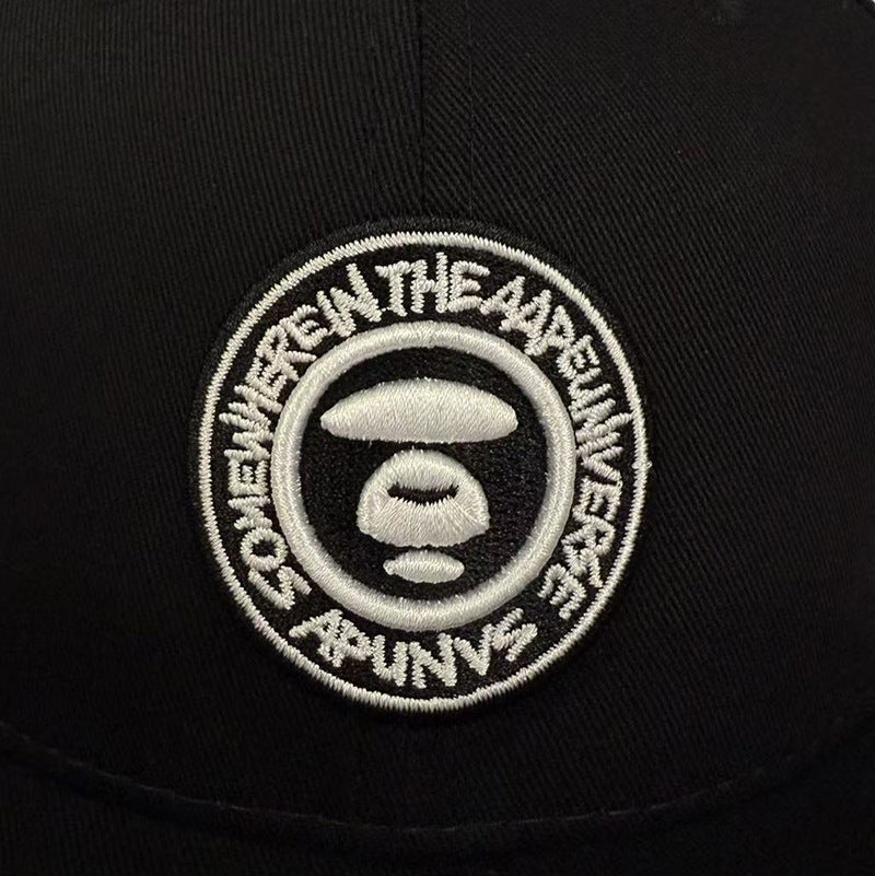 Bathing Ape Bape Hat Embroidered Round Label Baseball Cap Hard Top Street Hip Hop Flat Edge Cap