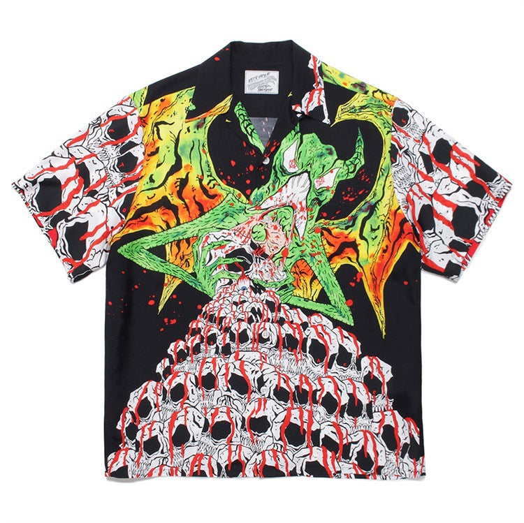 GUILTYPARTIES TIGER Shirts Anniversary Limited Ghost Graffiti Devil Angel Hawaiian Short Sleeve Shirt Men