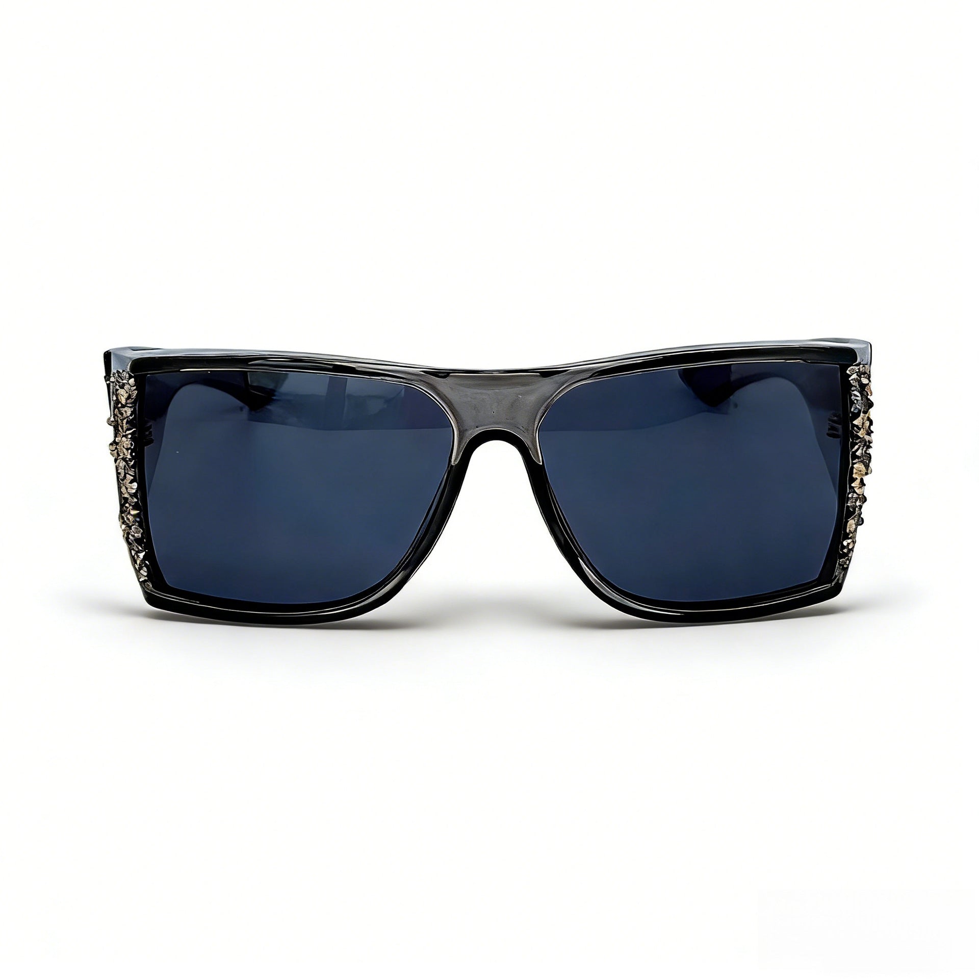 Trendy punk glasses retro large frame with diamonds y2k