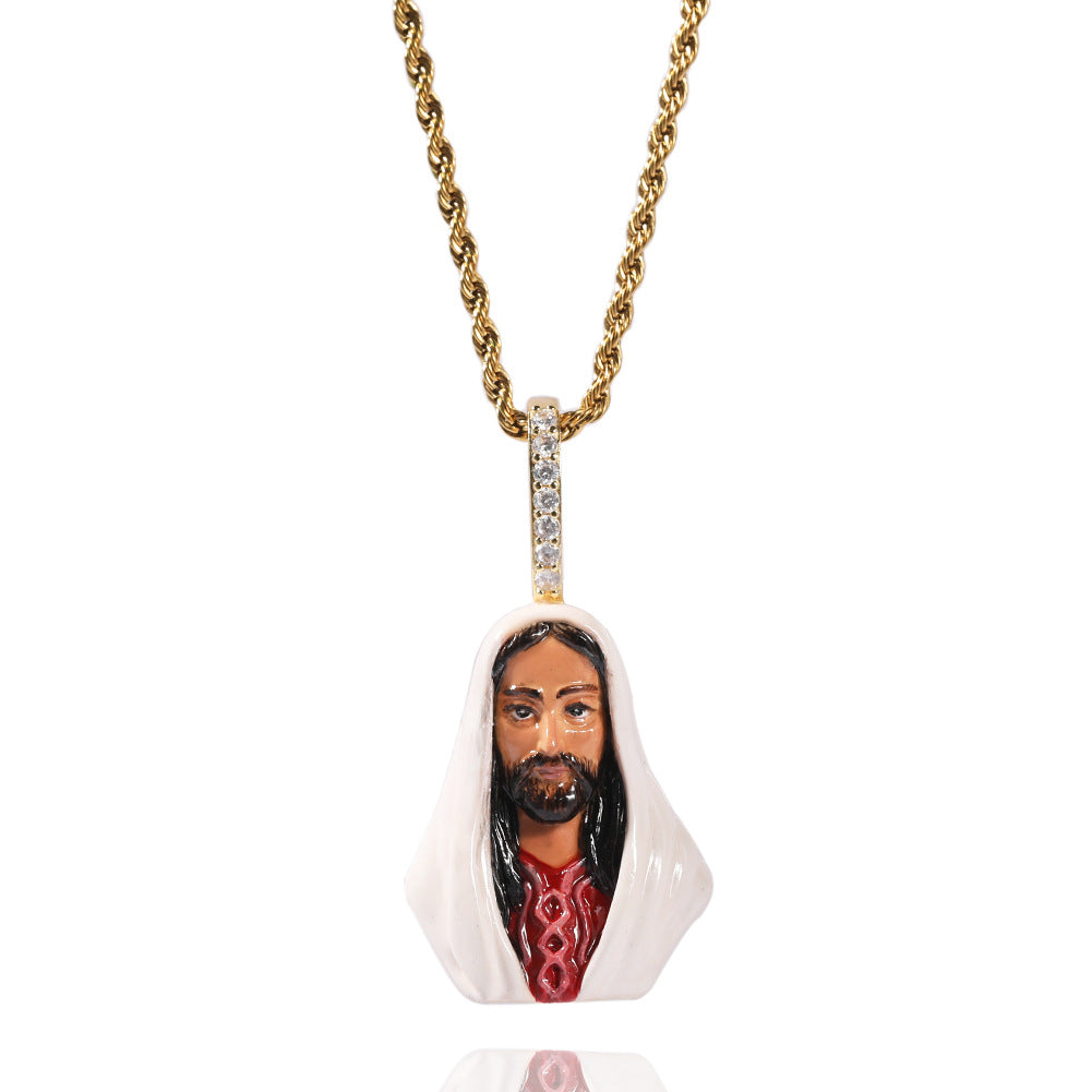 Jewelry Copper Enamel Hip Hop Pendant Necklace Hipster Egypt Pieces Far East Jesus Pieces Royalty