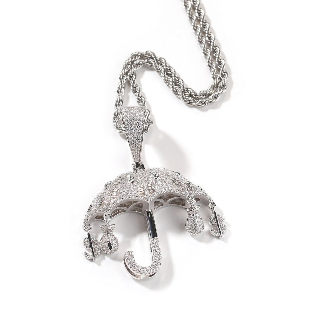 Jewelry Fashion Zircon Umbrella Pendant hiphop Spectrum