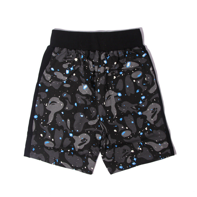 Bathing ape Bape Shorts Camo luminous shark mouth shorts five-point pants straight beach pants