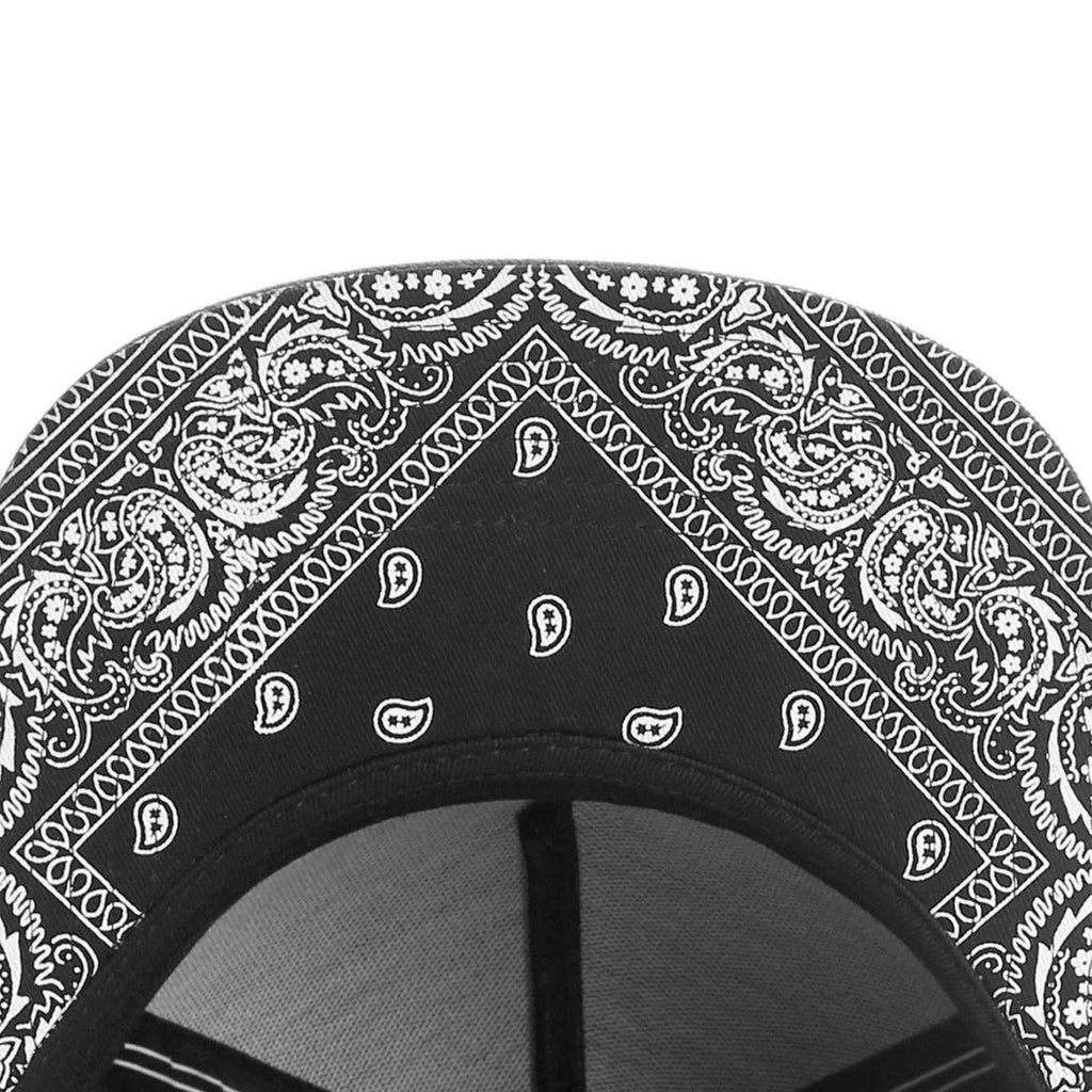 Trendy flat brimmed snapback hats cashew pattern