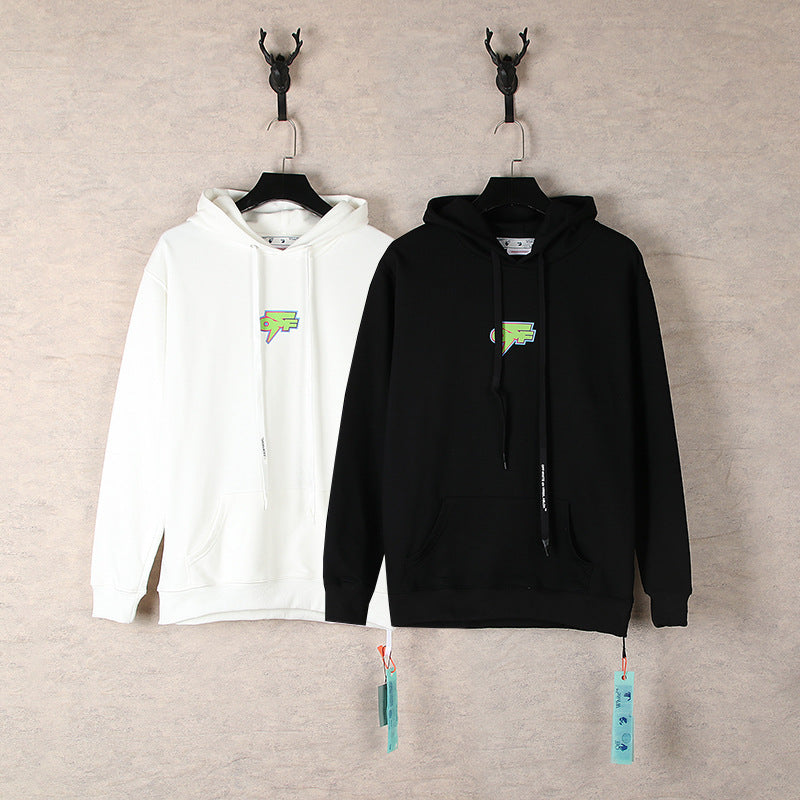 OW  hoodie thunderbolt monogram print hoodie