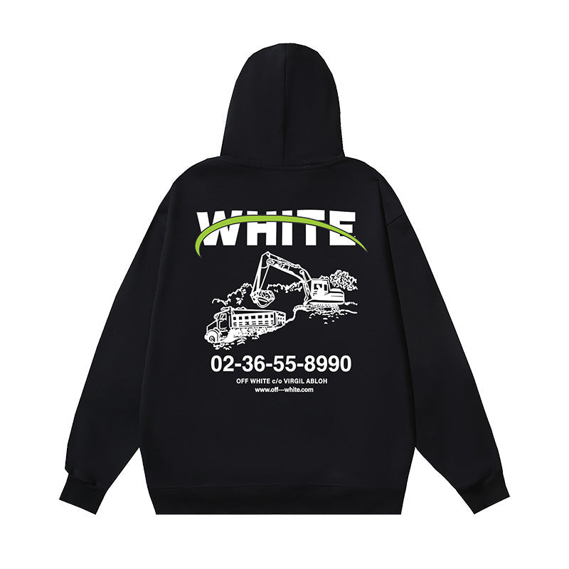 OW hoodie Excavator Pattern Sleeve Hooded
