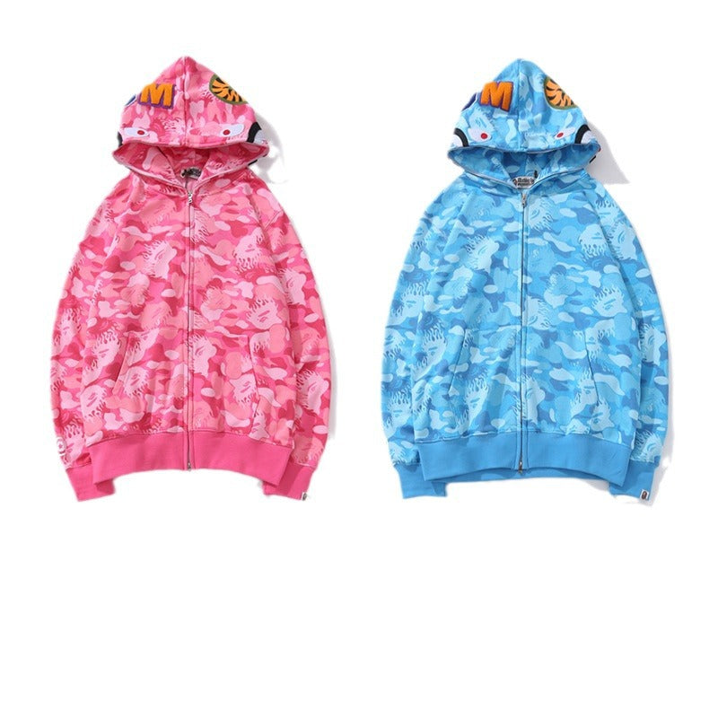 Bathing Ape Hoodie Flame Camouflage Shark Autumn
