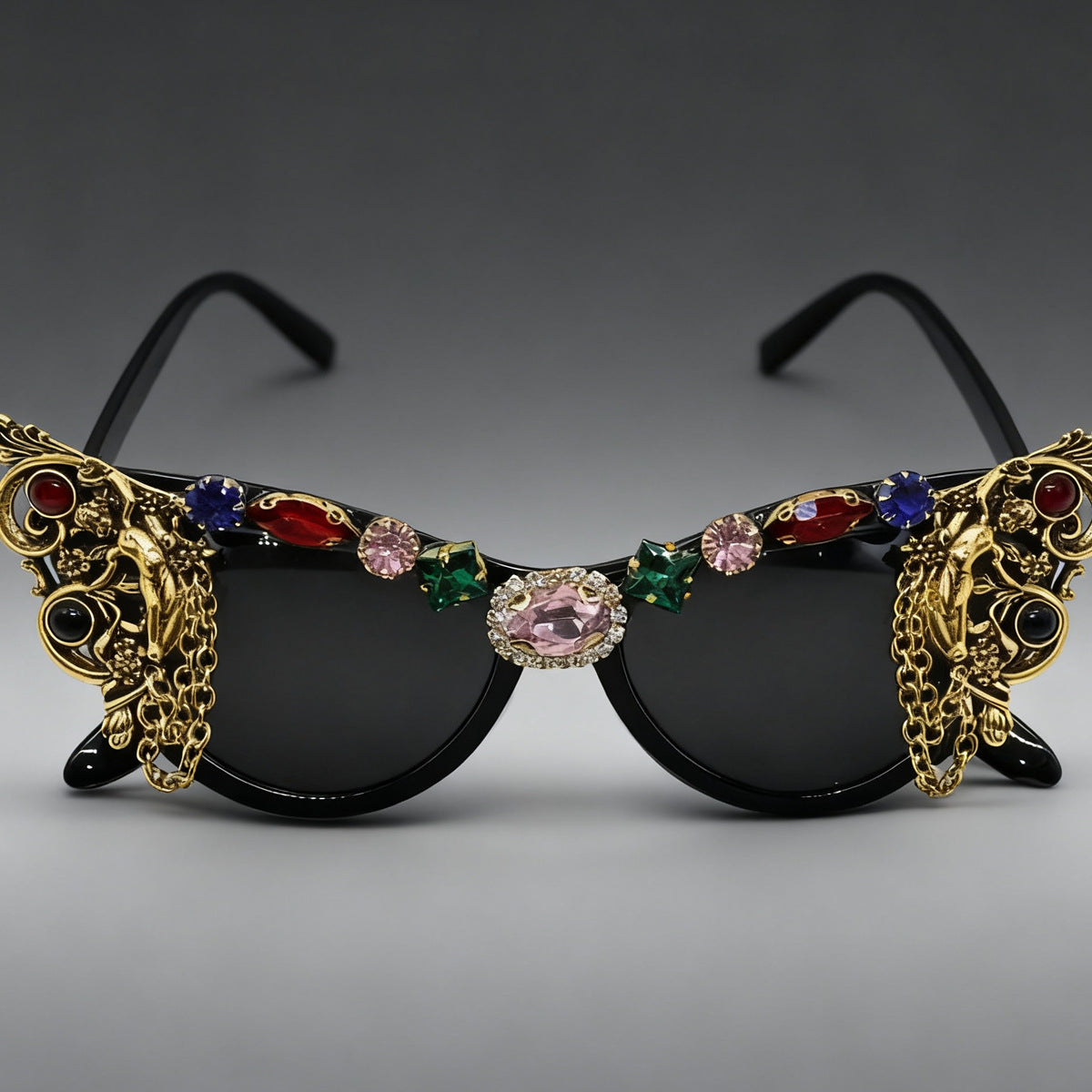Trendy Punk Glasses Vintage Diamond Set