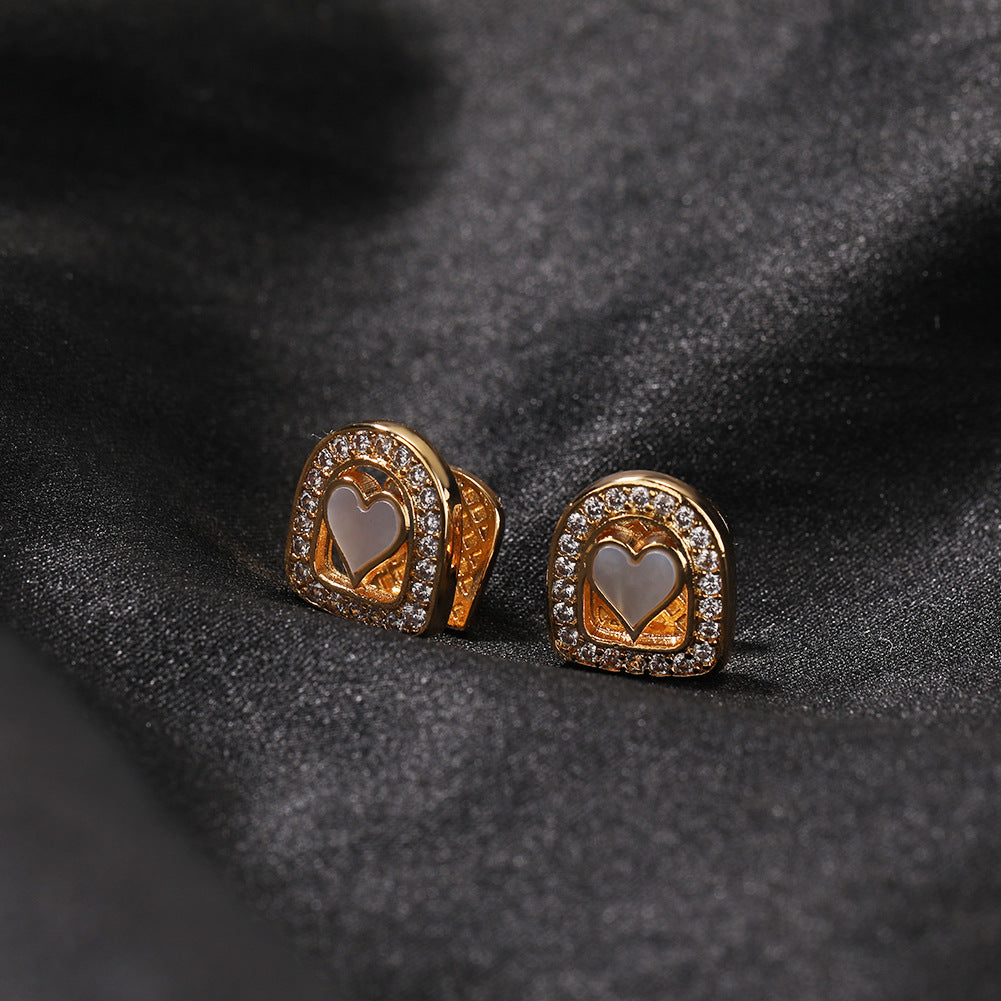 Grillz shell love single tooth braces real gold HIPHOP Royalty