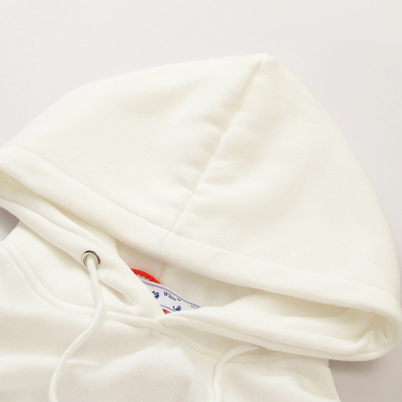 OW hoodie with a fleece hood with a palm globe arrow pattern