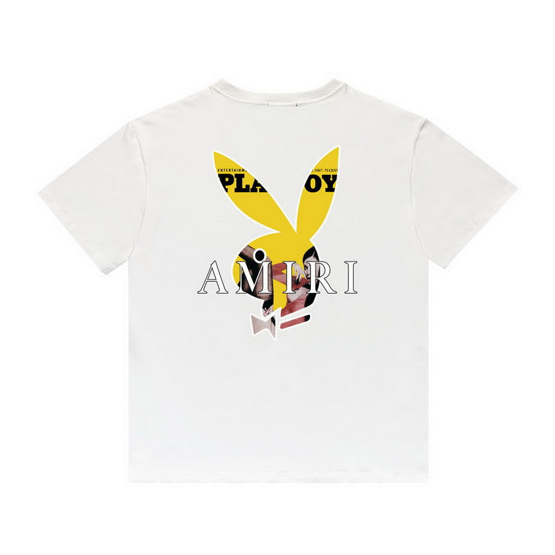 Amiri T Shirt Rabbit Head Beauty Printed Casual Round Neck