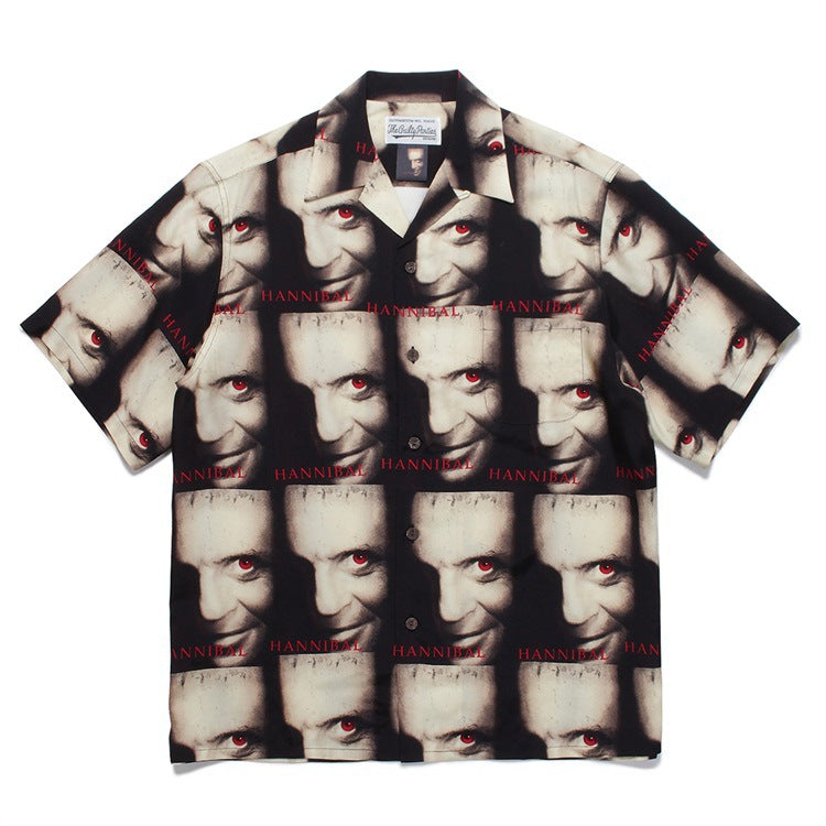 GUILTYPARTIES TIGER Shirts 22ss Exclusive Hannibal Movie Series Portrait Full Print Short Sleeve Shirt Men
