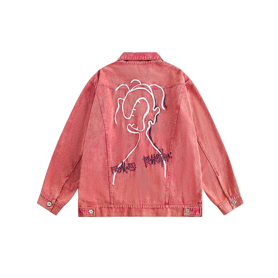 Unisex Jacket Vintage Denim Jacket Loose Jacket