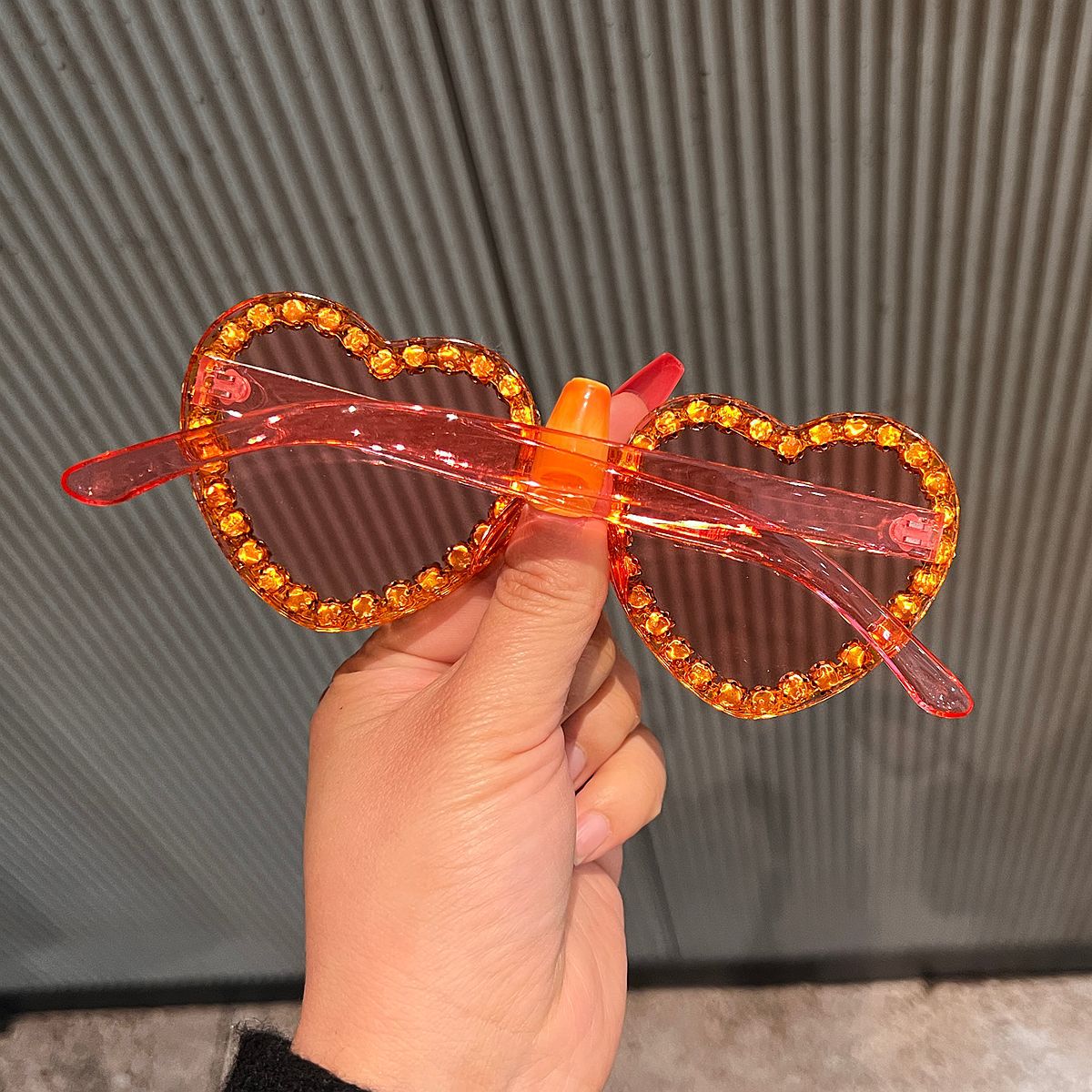 Trendy punk glasses diamond-encrusted uv protection