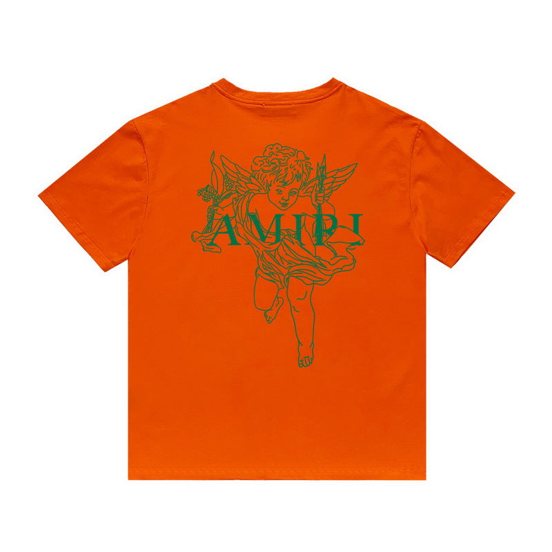 Amiri T Shirt Angel Sketch Printed Casual Hip Hop Short Sleeve T-shirt
