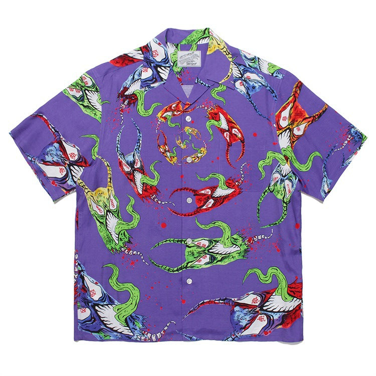 GUILTYPARTIES TIGER Shirts Anniversary Limited Ghost Graffiti Devil Angel Hawaiian Short Sleeve Shirt Men