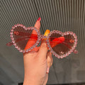 Trendy punk glasses diamond-encrusted uv protection