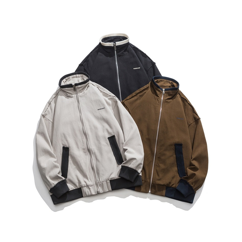 Unisex Jacket Vintage Loose Lapel Jacket for Men and Women Spring and Autumn Coat