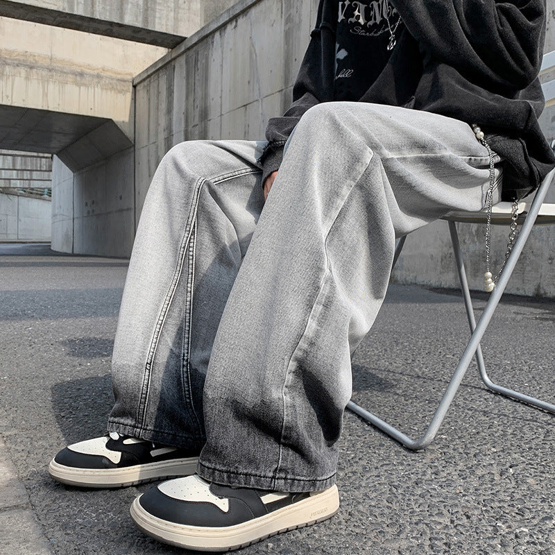 Men Jeans Gradient Jeans Men's Autumn Loose Straight Casual Pants