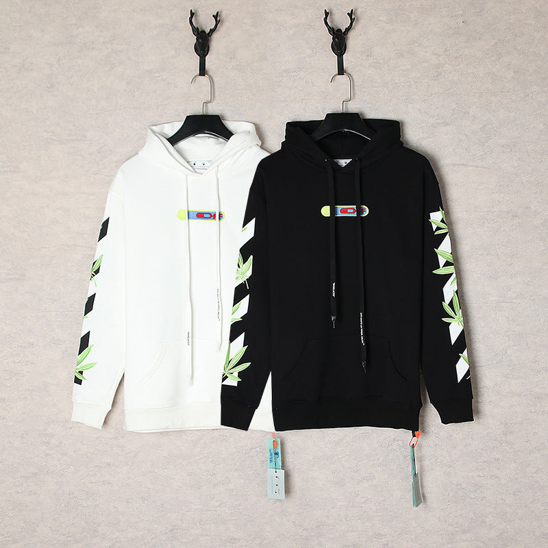 OW  hoodie embroidered plant leaf arrow hooded