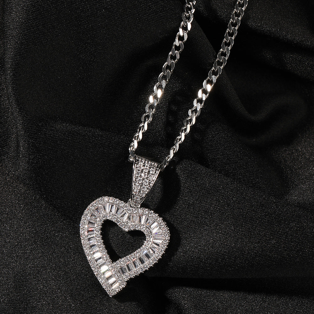 Jewelry T-Square Love Pendant Personality Trend Retro Copper Zircon St. Valentine's Spectrum Angel Pieces