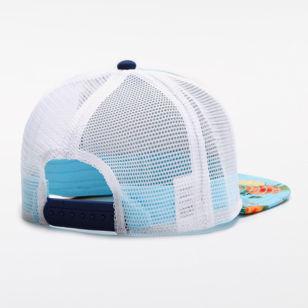 Trendy flat brimmed snapback hats summer mesh breathable sunshade adjustable