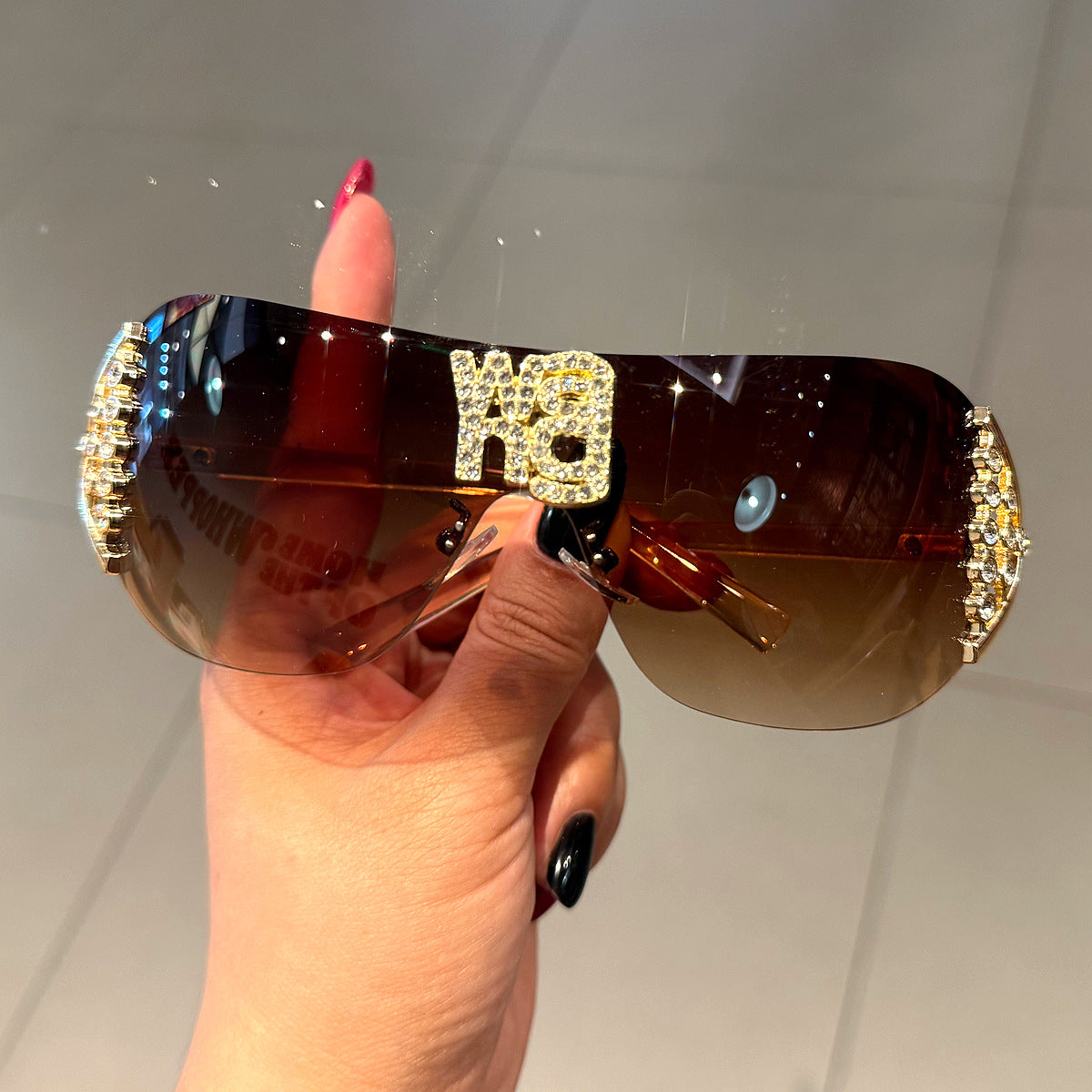 Trendy punk glasses lettery2k diamond