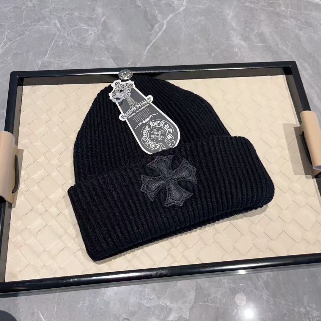 Chrome Hearts Knit Hat - Warm, Casual, Trendy Winter Streetwear Fashion Versatile Jacquard Wool Hat European and American Casual Warm Cold Hat Cross-border Knitted Hat Xiaoxiang Hat