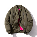 Mens Vintage Jackets Zip Baseball Collar Thermal Bomber Jacket