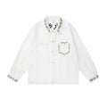 Unisex Jacket Spring and Autumn Casual Jacket Men's and Women's Polo Collar Top Couple's White Unifrom Coat