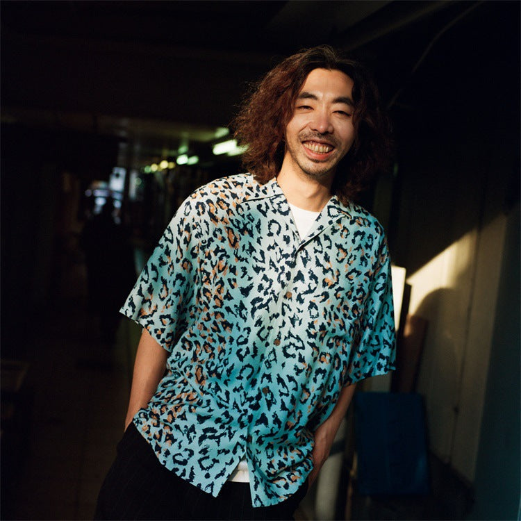 GUILTYPARTIES TIGER Shirts Leopard Rayon Hawaiian Short Sleeve Shirt Beach Vacation Shirt