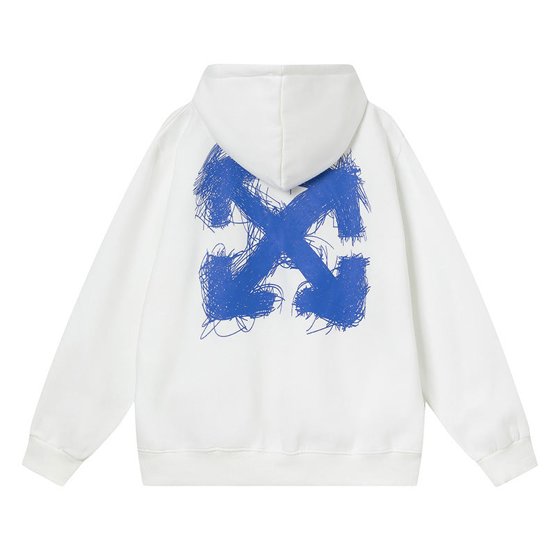 OW hoodie graffiti yarn arrow pattern pullover hooded