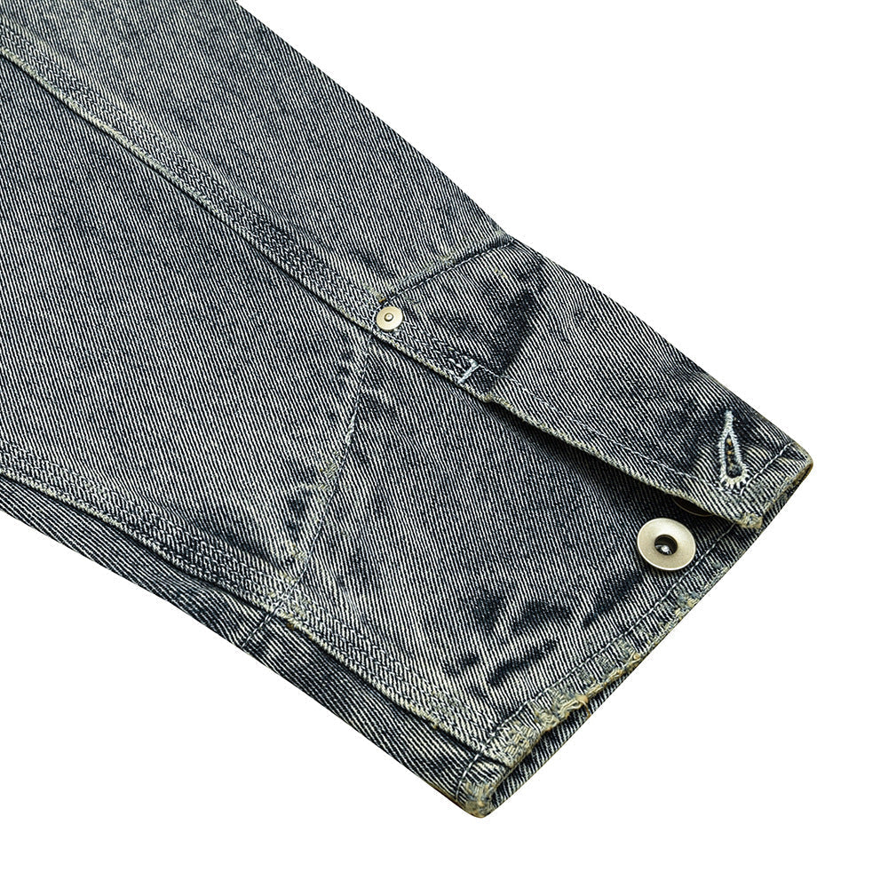 Unisex Jacket Vintage Loose Washed-out Four-Bag Workwear Denim Jacket