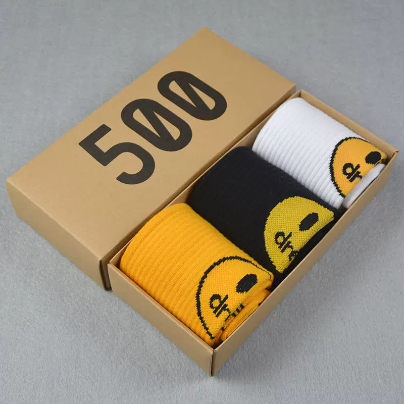 Men socks spring and summer drew smiley face