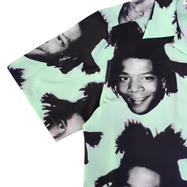 GUILTYPARTIES TIGER Shirts 23ss BASQUIAT Basquiat avatar Hawaiian short-sleeved shirt
