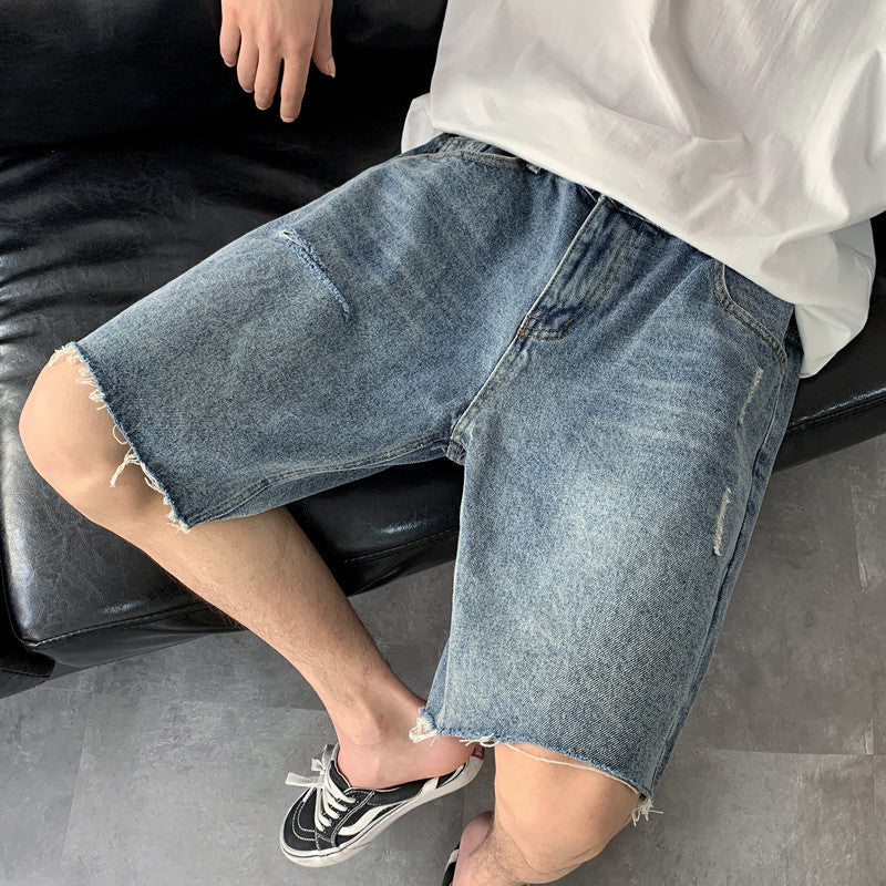Men Jeans Ripped Denim Shorts Casual Shorts