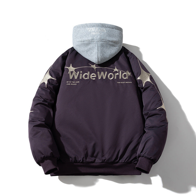 Mens Vintage Jackets Padded Jacket Autumn and Winter Thickened Baseball Jacket Cotton Jacket