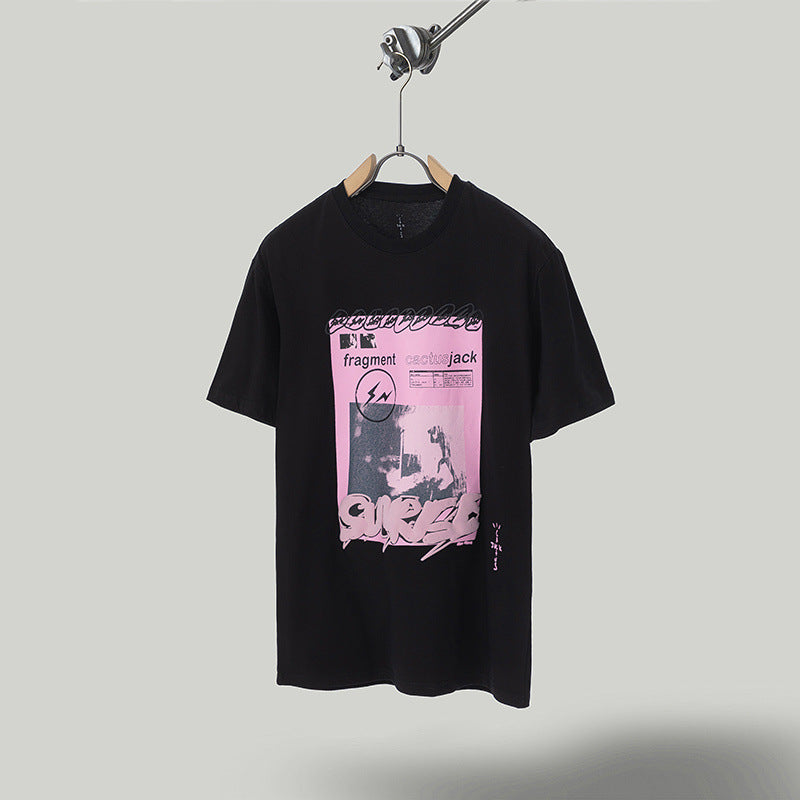 Travis Scott T-Shirt Travis Scott Pink Printed Short Sleeve T-Shirt