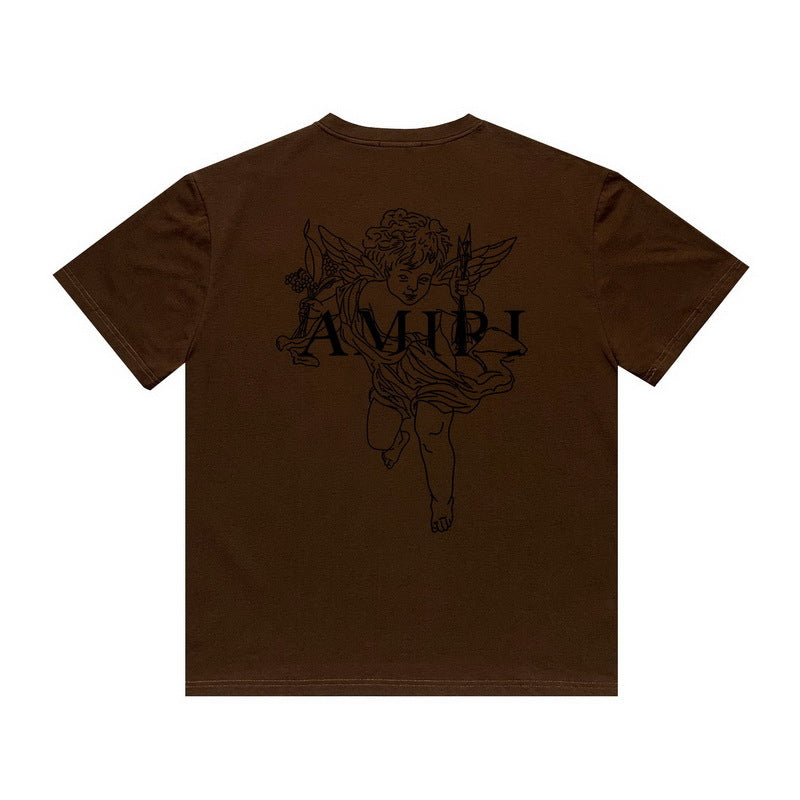 Amiri T Shirt Angel Sketch Printed Casual Hip Hop Short Sleeve T-shirt
