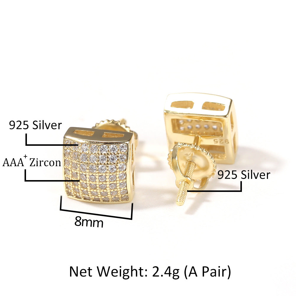 Earrings Square 925 Silver Zircon Earrings Spectrum