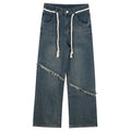 Men Jeans Vintage Jeans Loose High Waist Straight Wide Leg Pants