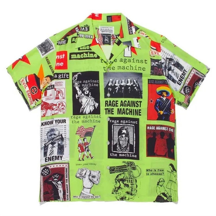 GUILTYPARTIES TIGER Shirts poster pattern, Cuban collar Hawaiian casual short-sleeved shirt for men and women