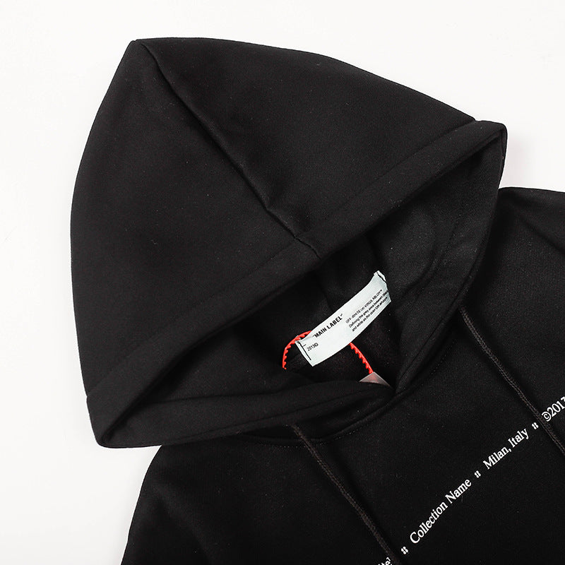 OW hoodie plant leaf arrow pattern fleece hooded