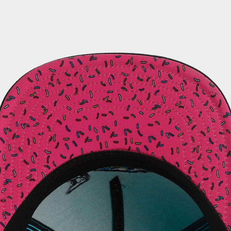 Trendy flat brimmed snapback hats cartoon pattern