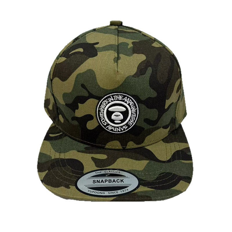 Bathing Ape Bape Hat Embroidered Round Label Baseball Cap Hard Top Street Hip Hop Flat Edge Cap