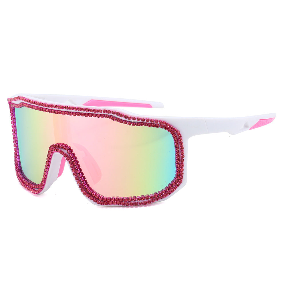 Trendy punk glasses diamond windproof